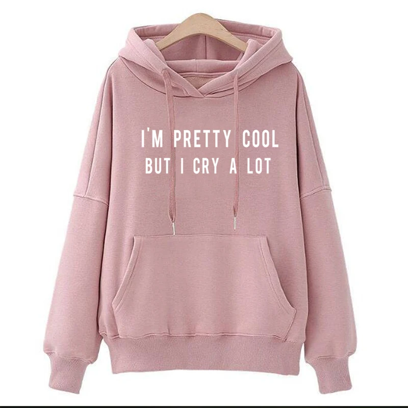 I'm Pretty Cool но я плачу много толстовки с буквенным принтом свитера круглым
