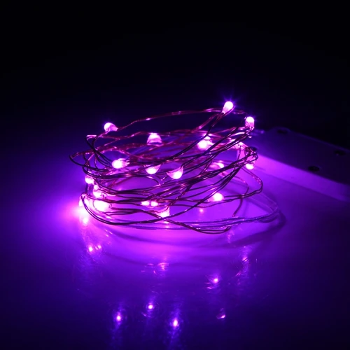 Purple Светодиодный Сказочный свет 20 30 светодиодный s микро медные провода с подсветкой на батарейках гирлянды для дома спальни вечерние свадебные 10 шт./партия - Испускаемый цвет: Purple