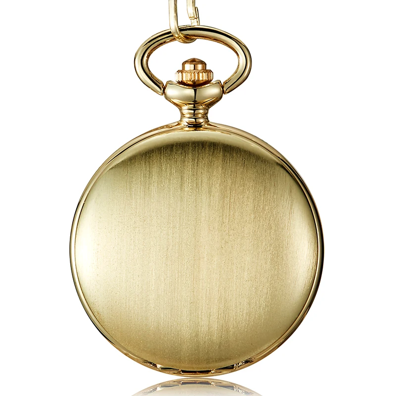 Уникальный серебряный золотой Гладкий стимпанк карманные часы для мужчин с Fob ожерелье цепь кварцевые часы для мужчин s Wo мужчин s подарок reloj de bolsillo - Цвет: gold