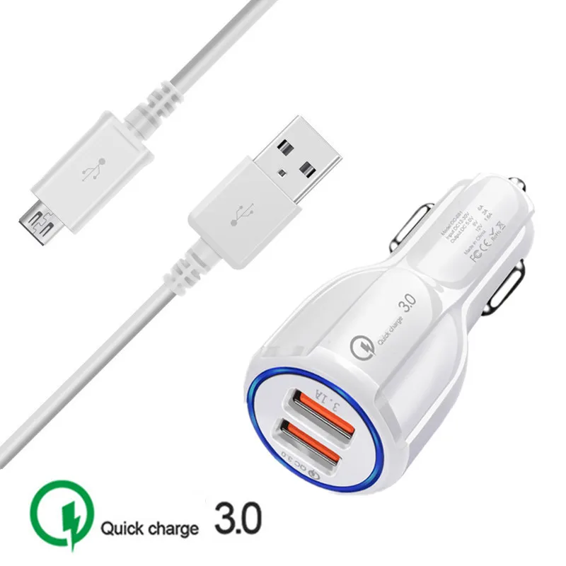 Для samsung A7 A5 J7 J4 Plus J6 Micro USB кабель QC 3,0 автомобильный адаптер зарядное устройство для телефона для Xiaomi 6a Redmi 7a 5 Redmi Note 6 pro - Тип штекера: Car Charger 1M Cable