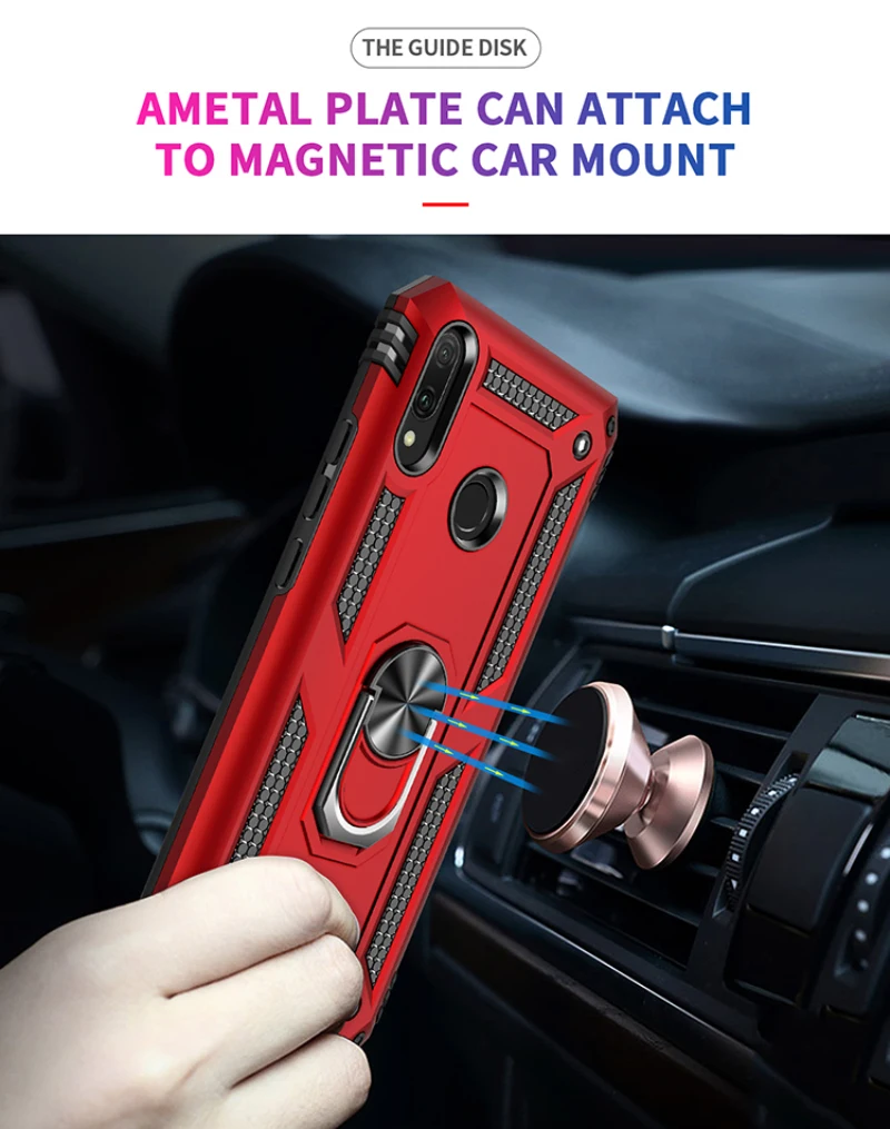 samsung flip cover Fashion Bring Shockproof Magnetic Metal With Ring Phone Case For Huawei Y9 Y5 2019 Y6 Y7 Pro Prime Anti-fall Protection Cover flip cover with pen