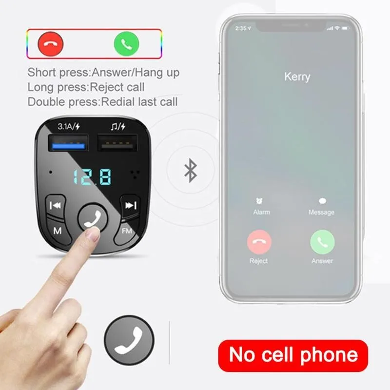 FM 송신기 블루투스 무선 차량용 키트 Handfree 듀얼 USB 차량용 충전기 2.1A MP3 음악 TF 카드 U 디스크 AUX 플레이어