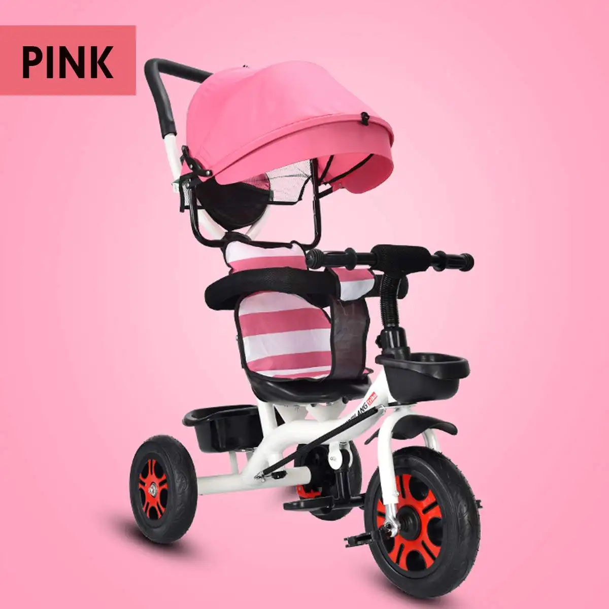 Pink Детская коляска, 3 в 1, детская трехколесная коляска, велосипед, туристический автобус, туристический автомобиль для маленьких мальчиков, детский сад, титановое колесо - Цвет: Pink