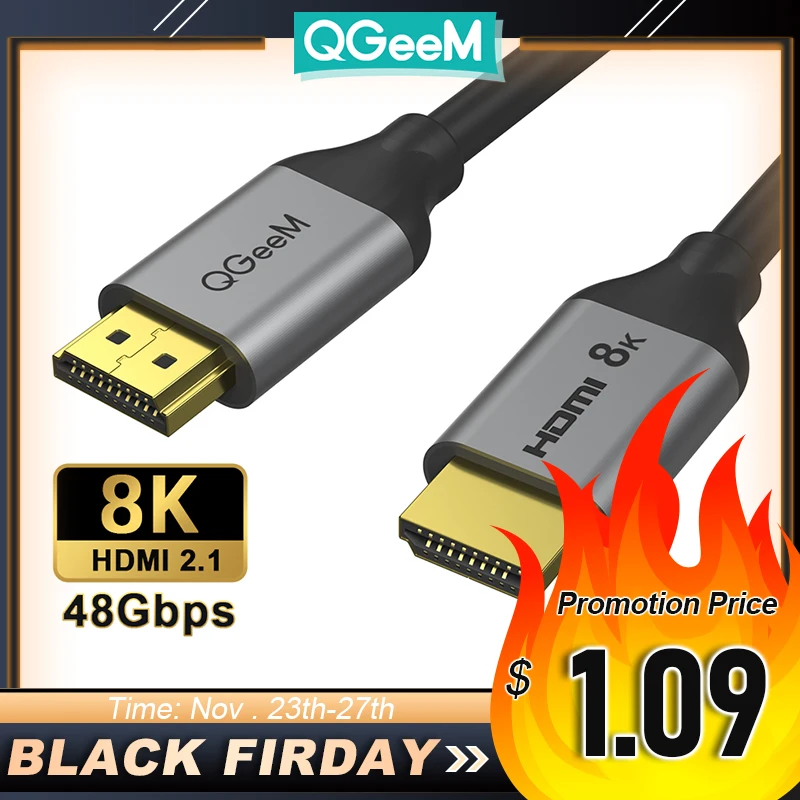 QGeeM 8K HDMI кабель 48 Гбит / с HDMI 2.1 Провод HDMI к HDMI для Xiaomi Xbox Serries X PS5 PS4 Chromebook Ноутбуки Планшеты Apple TV 120 Гц HDMI Разветвитель HDMI Цифровой кабель Шнур 4K Порт HDMI Кабель HDMI 1 м|Кабели HDMI| | АлиЭкспресс