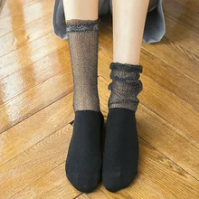 Модные сетчатые кружевные женские носки весенние и летние кружевные дамские Чулки