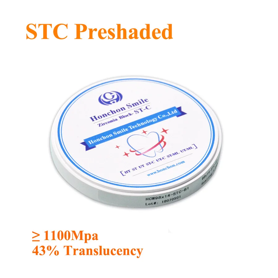 1 шт. 98*22 мм STC предварительно затененные зубные циркониевые диски Vita 16 оттенков