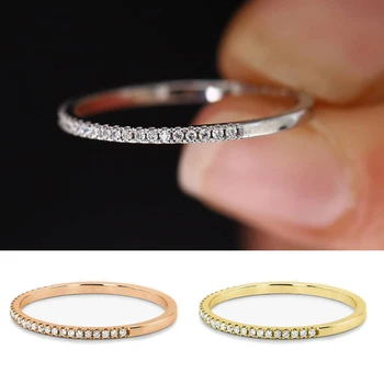 

Real Solid 925 Sterling Silver Rings white gold yellow gold rose gold Solitaire Simple Round Thin Rings for Women Element Ring