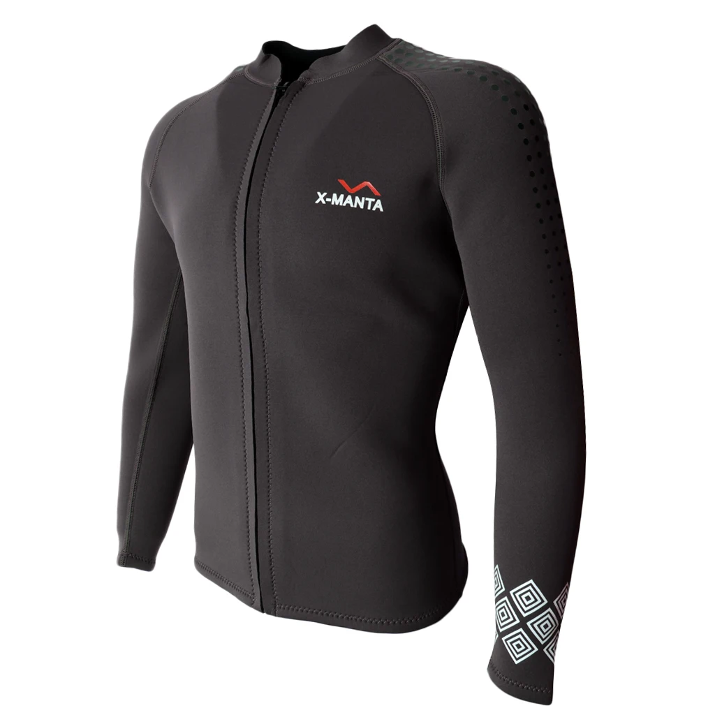 3mm Neoprene Soft Men Long Sleeve Wetsuit Zipper Jacket Rashguard Scuba Surf Tops Sportswear& Accessories - Цвет: Gray Green M