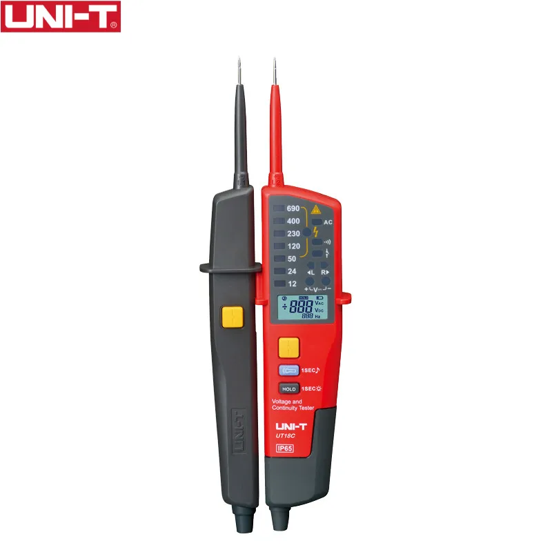 UNI-T UT18C 0~ 690V AC DC Индикатор напряжения ЖК-дисплей Дисплей автоматически настраивающийся диапазон IP65 Водонепроницаемый метр без Мощность Тесты Функция