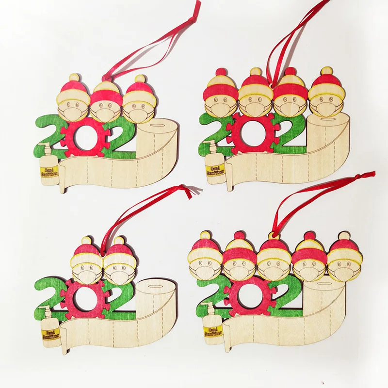 

DIY Mask Wooden Xmas Party Decoration Santa Claus With Mask Personalized Hanging 2020 Parent-child Game Educational Craft Toy
