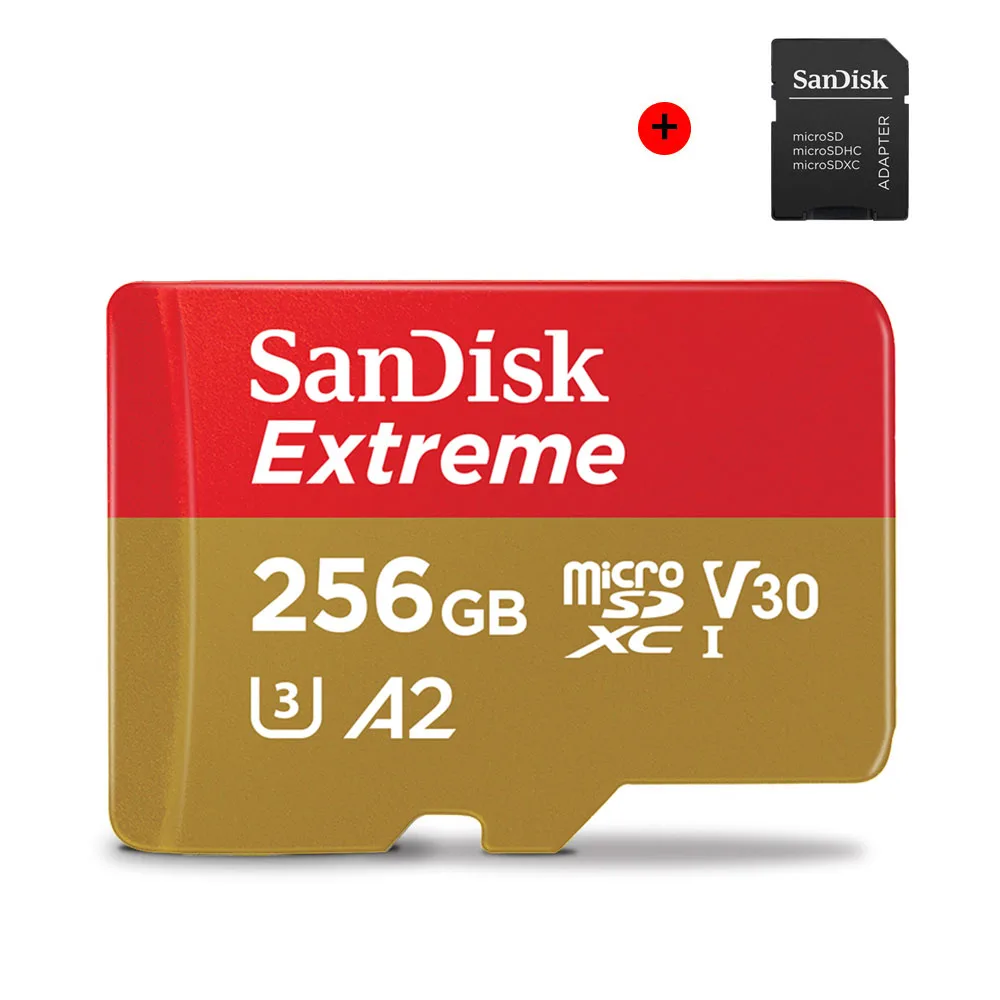 Новое поступление SanDisk MicroSD карта 64 Гб 128 ГБ 256 Гб карта памяти Экстремальный V30 U3 A2 MicroSDXC UHD TF карты скорость вспышки для камеры - Емкость: 256 ГБ