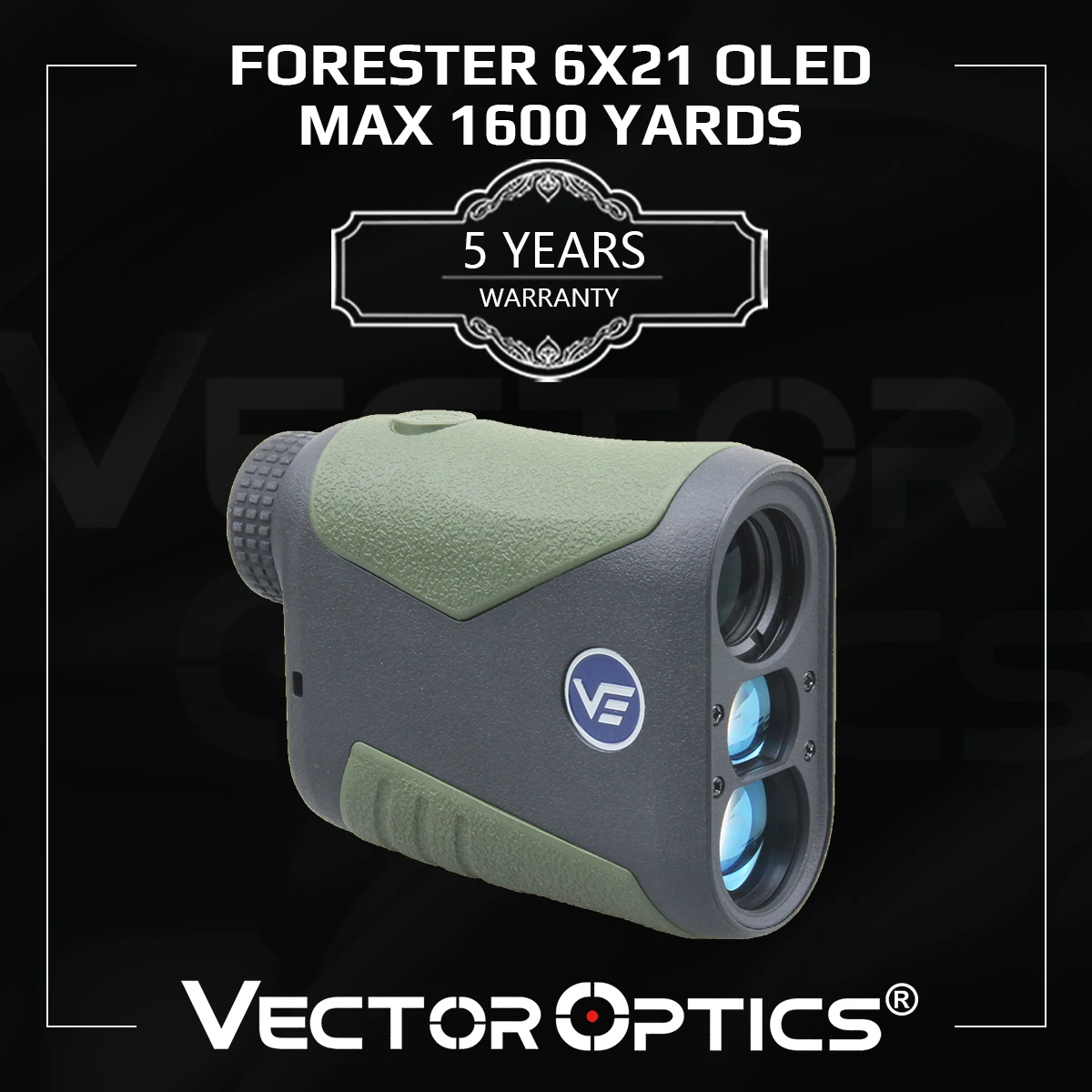Laser Rangefinder Vector Optics Forester 6x21 OLED GenII 5-1600 Yards Compact Portable Design 0.2S Responded Time 20s Auto Shut-off