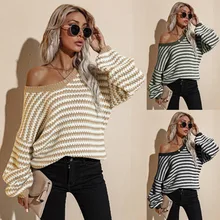 

The new Spring 2022 fashion pullover lazy style knit crew-neck patchwork sweater