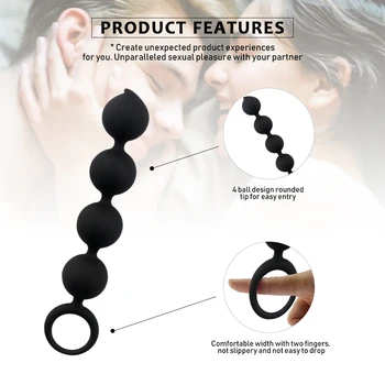 EXVOID Long Anal Plug Sex Toys for Men Women Silicone 4 Balls Anal Beads Prostate Massager Butt Plug for Beginner Vagina Open 5