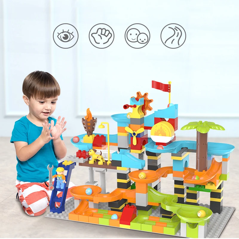 

201 PCS Marble Race Run Building Block gravitrax marble race run path Funnel Slide Blocks DIY Bricks Toys For Kids Gear slides