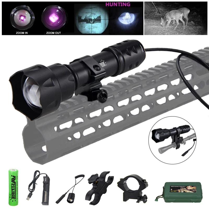 

T20 Zoomable Focus 7W 940nm LED Infrared Radiation IR Weapon Gun Light Tactical Night Vision Hunting Flashlight &Laser Dot Sight