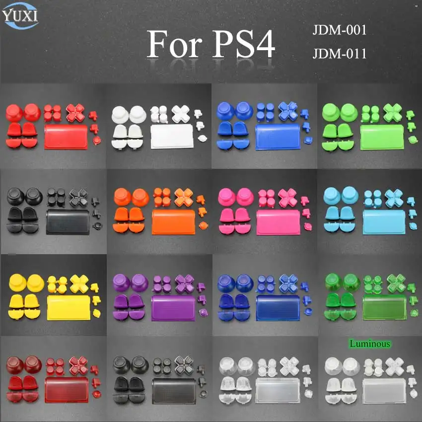 

YuXi Full Sets Replacement Parts For Sony PlayStation Dualshock 4 PS4 JDM-001 011 Controlle L1 L2 R1 R2 D-Pad Buttons Grip Caps