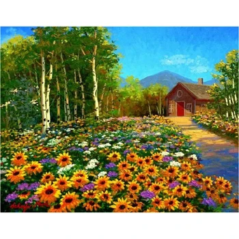 

Full diamond embroidery Spring flower scene diy 5d diamond painting picture Needlework cross stitch diamond puzzle home decor