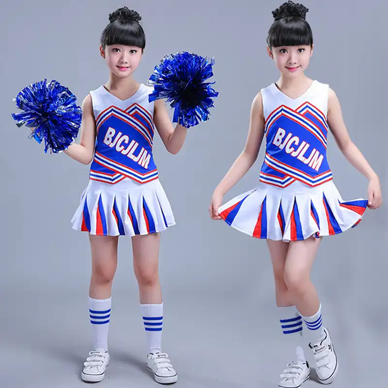 Girls Red Blue Cheerleader Costume Cheer Outfit Uniform With Pom Poms Socks Set Fits 3 15yrs Clothes Dress Girl Red Clothes Setoutfit Set Girl Aliexpress