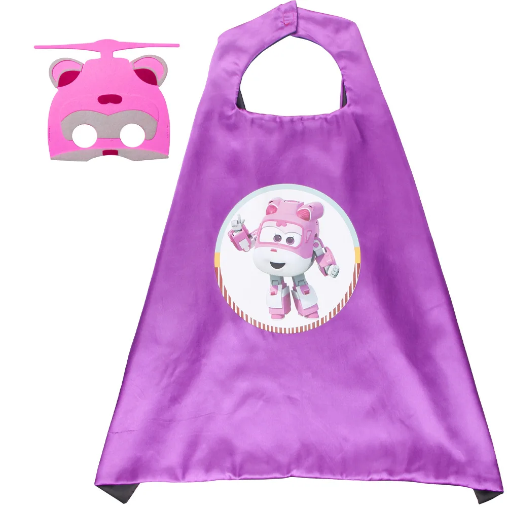 Super Wings Superhero Baby Cape with Masks Cloak Set Birthday Party Supplies Halloween Girls Boys Cosplay Cute Cartoon Costumes