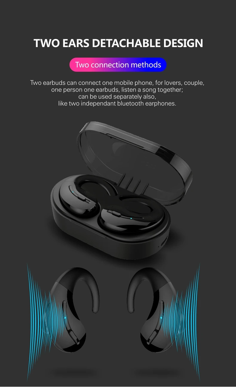 LEORY A8 True Беспроводной bluetooth 5,0 наушники 4D стерео бинауральные hd-звонок, Hi-Fi, Ушные крючки Спортивная гарнитура с зарядный чехол