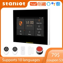 Staniot – Kit de système d'alarme de sécurité domestique sans fil, wi fi 433Mhz, pour application Tuya Smart Life, Compatible avec Alexa et Google Home,Support 10 langues, vente chaude en France