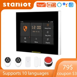 Staniot Wireless WIFI 433Mhz House Burglar Security Alarm System Kit For Tuya Smart Life APP Compatible With Alexa & Google Home
