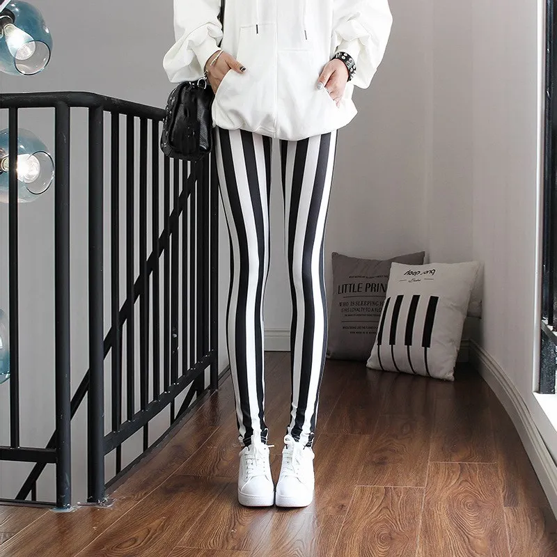 INDJXND Fashion Leggings Trousers Flower Printed Leggings Sexy Women Lady Slim High Elastic Pentagram Dots Stripes Pants S-XXXL