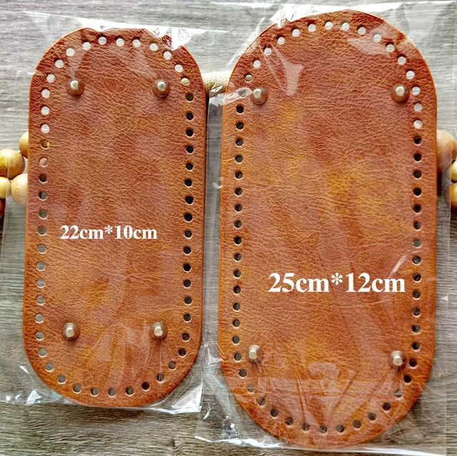 22x10cm Woven Long Bottom for Knitted Bag PU Leather Bag Accessories Handmade Bottom With 52Holes DIY Crochet Bag Bottom Brown 2
