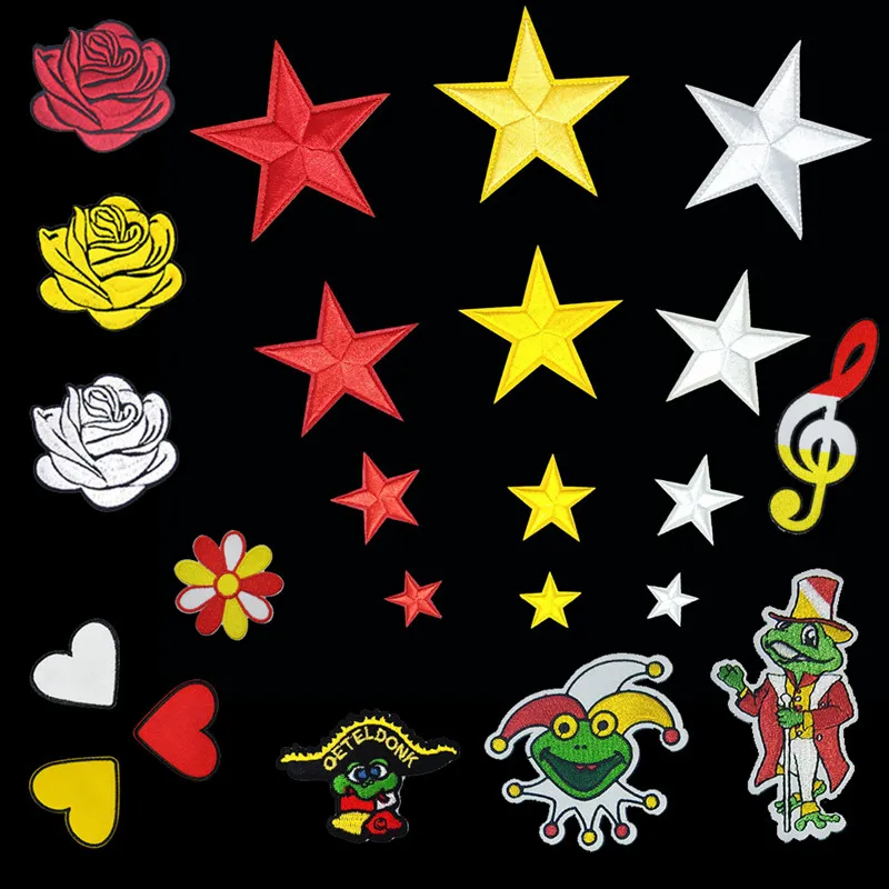 

Netherland frog Carnival Yellow red white Star Patch for Clothing Iron on Embroidered Sew Applique Patch Badge