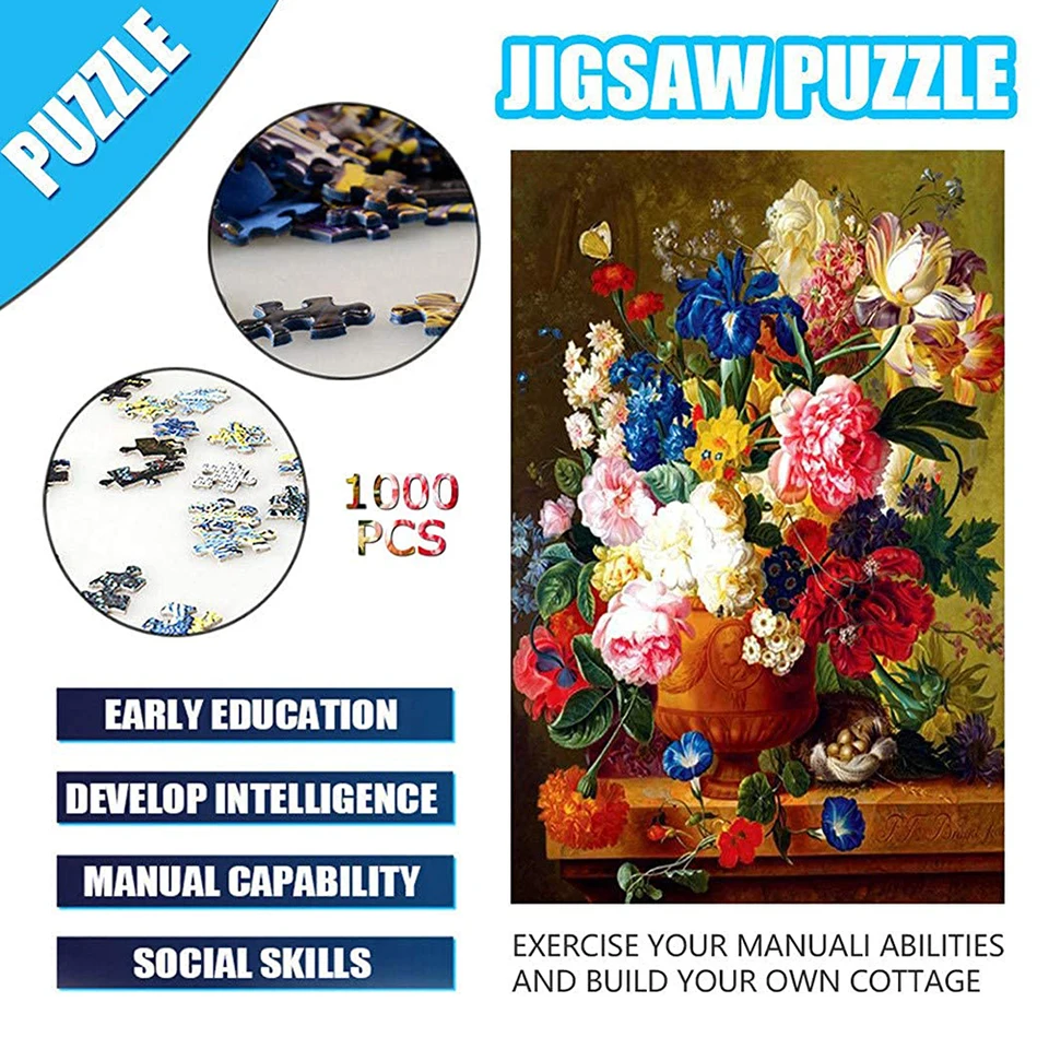 1000 Pcs Jigsaw Puzzle Colorful Fruits Flowers Adult Kid Educational Toys Gift
