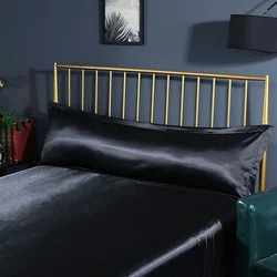 Solid Color Long Pillowcase Soft Satin Double Pillow Case Body Pillow Cover for Bedroom 120/150cm