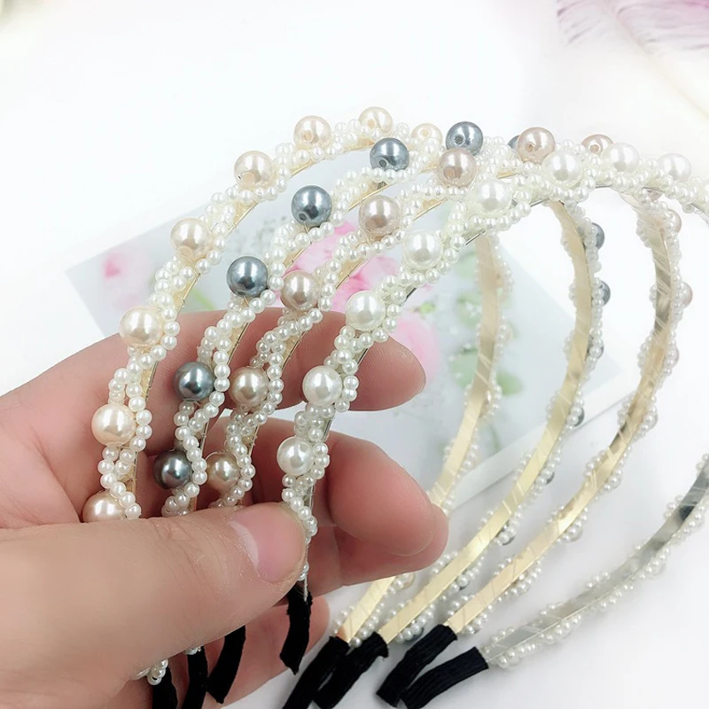 

New Girls Elegant Full Pearls Simple Hairbands Sweet Headband Hair Hoops Holder Ornament Head Band Lady Fashion Hair Accessories