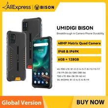 

UMIDIGI BISON IP68/IP69K Waterproof Smartphone NFC Rugged Phone 6GB Ram 128GB 48MP Matrix Quad Camera 6.3" FHD+Display Cellphone