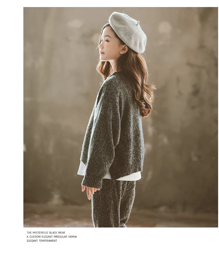 2pcs Knit Set Back To School Clothing Girls Autumn Winter Two Pieces Sets Girl Suit Knitted Sweater And Knitting Pants Fashion (18)