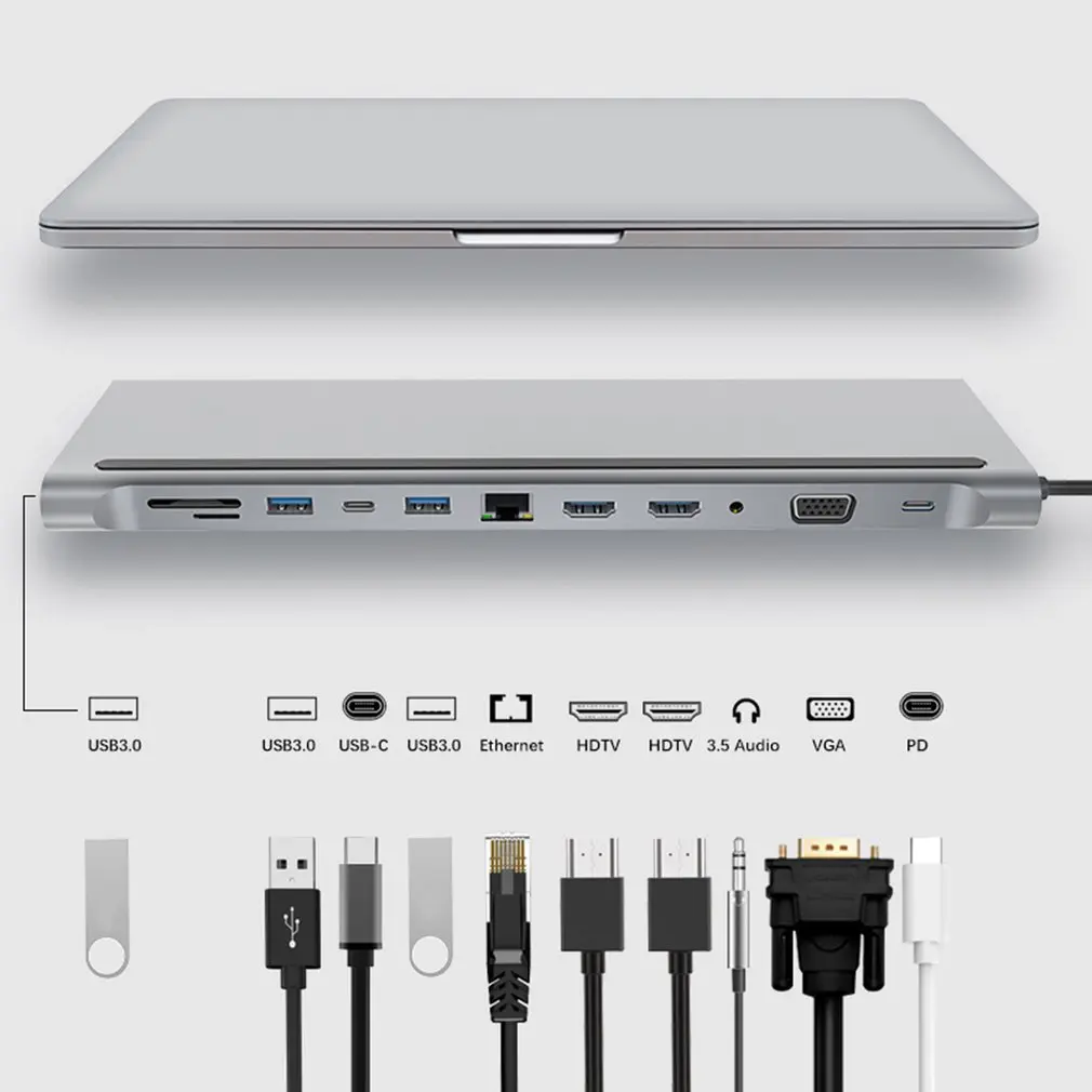 Tanie 12-In-1 rodzaj USB C Hub, aby podwójny HDMI-kompatybilny Multi USB