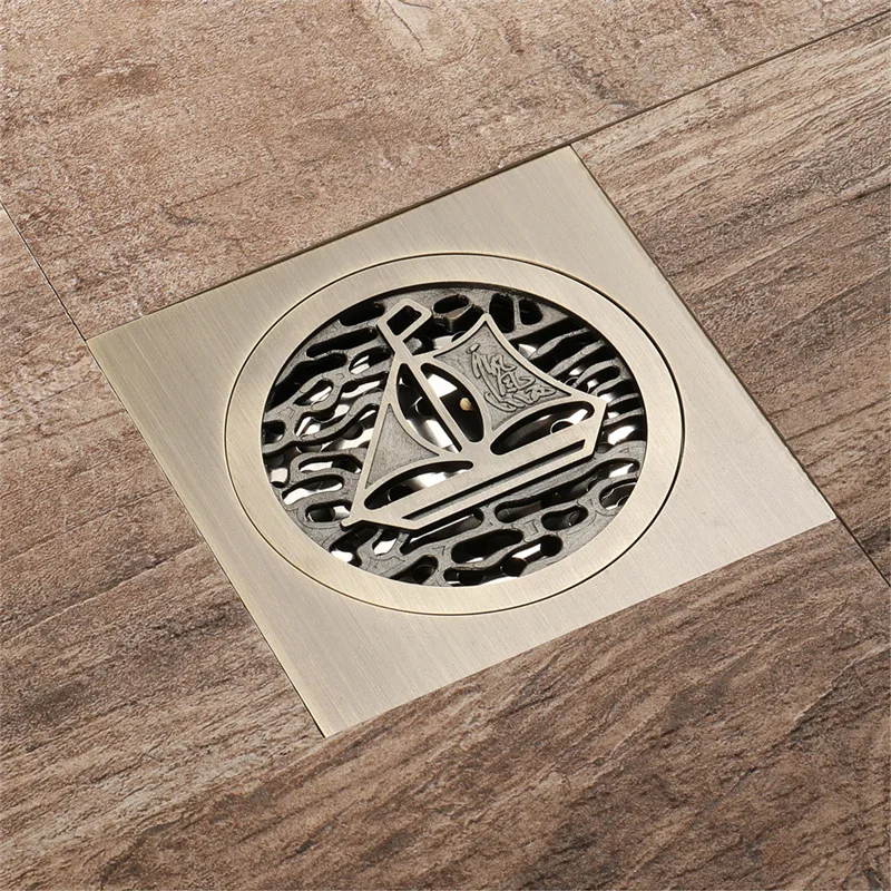 

Hideep Copper Vintage Floor Drain Square round Deodorizing Pest Control Large Flow Bronze Floor Drain Manufacturers Direct Selli