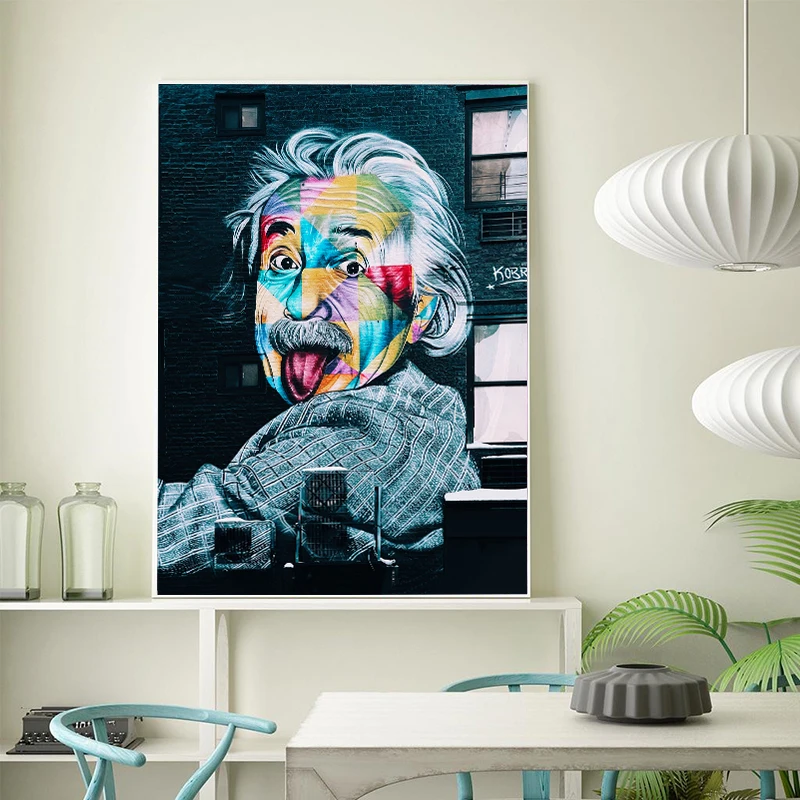 Modern Art Street Graffiti Wall Art Canvas Einstein Posters And Prints Spray Painting Art Pictures For Living Room Decoration