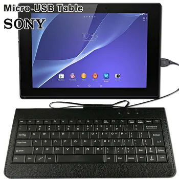 

Black PU Leather Cover Case Suitable for Sony Xperia Z4 Tablet Convenient Practical USB Wired Keyboard with Stand