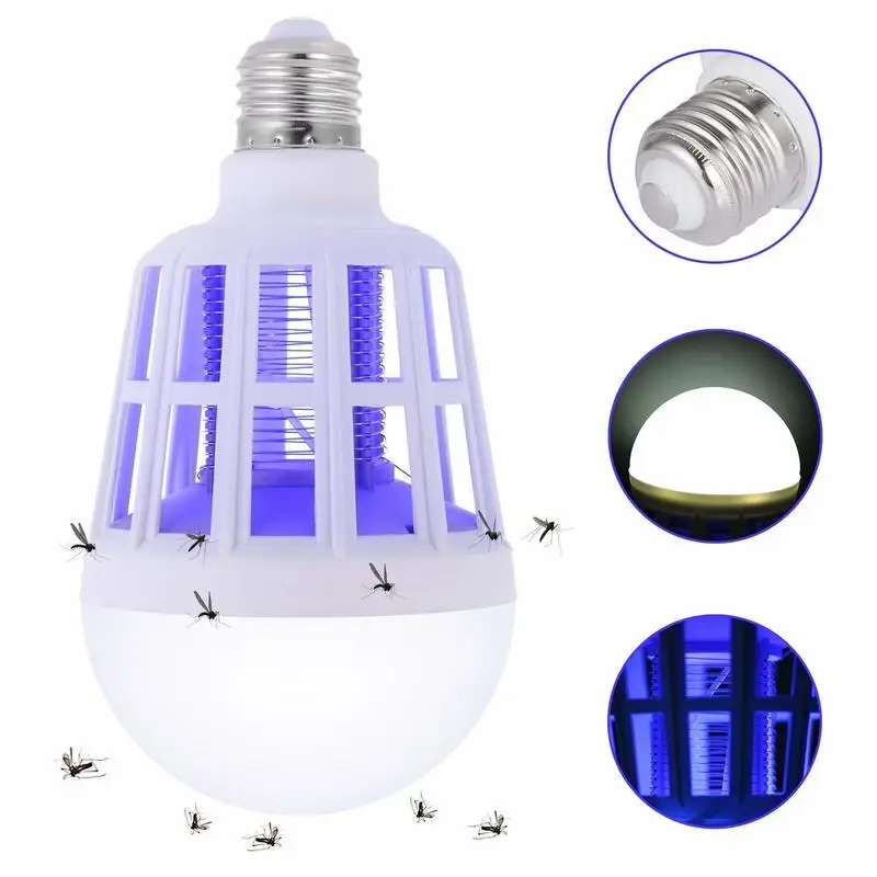 New 2 In 1 15W Luminaire Mosquito Killer Lamp LED Household Electric Shock Mosquito Dispeller   Insect Killer Bulb 1