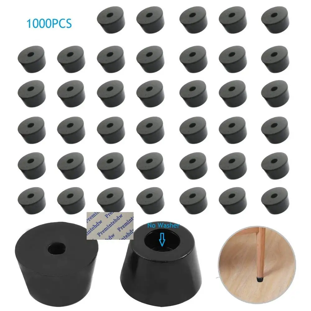 1000Pcs/Lot Black Rubber Round Tapered Conical Recessed Feet Bumper