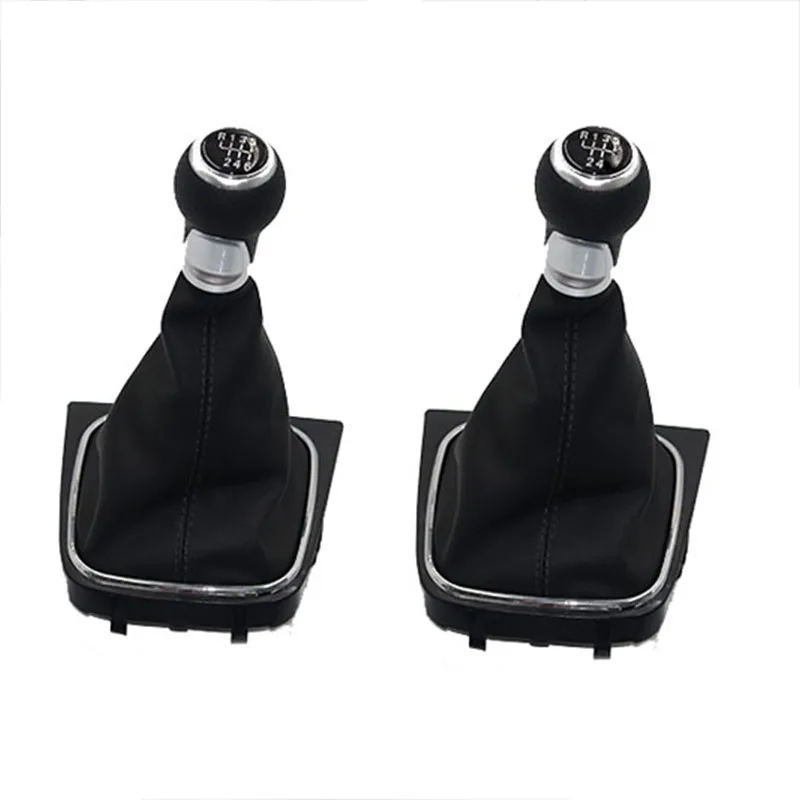 5/6 Speed silver Car Shift Gear Knob Lever Gaitor Boot Cover For VW Golf 5 MK5 R32 GTD GTI 2004- 2009 black line