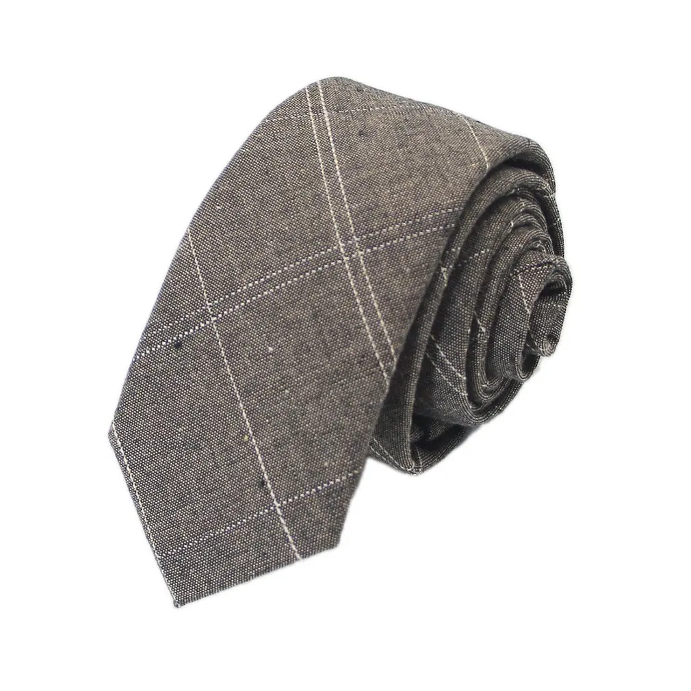 Dary Grey ATB007 Модный мужской деловой костюм из шамбре, повседневный узкий галстук, тонкий галстук, серый клетчатый хлопчатобумажный галстук, галстуки/ATB004-ATB007 - Цвет: Dary Grey ATB007