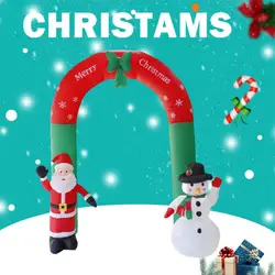 Arco inflable de Navidad de 2,4 m, patios de dibujos animados 3D, con Papá Noel, muñeco de nieve, para Navidad, fiesta de año nuevo, tienda, Patio, jardín, decorar