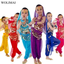 Children Belly Dance Costume Carnaval Egypt Suit Belt Kids India Dancing Wear Girls Bollywood Performance Bellydance Cloth Set