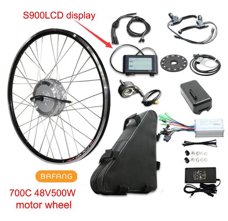700C 48V 500W S900 Bafang 48 В, 350 Вт, 500 Вт, комплект для электровелосипеда, ступица двигателя, колеса для электровелосипеда, 26 дюймов, 700C, для 48 В, комплект для конвертации электровелосипеда, комплект для электровелосипеда - Цвет: 700C 48V 500W S900