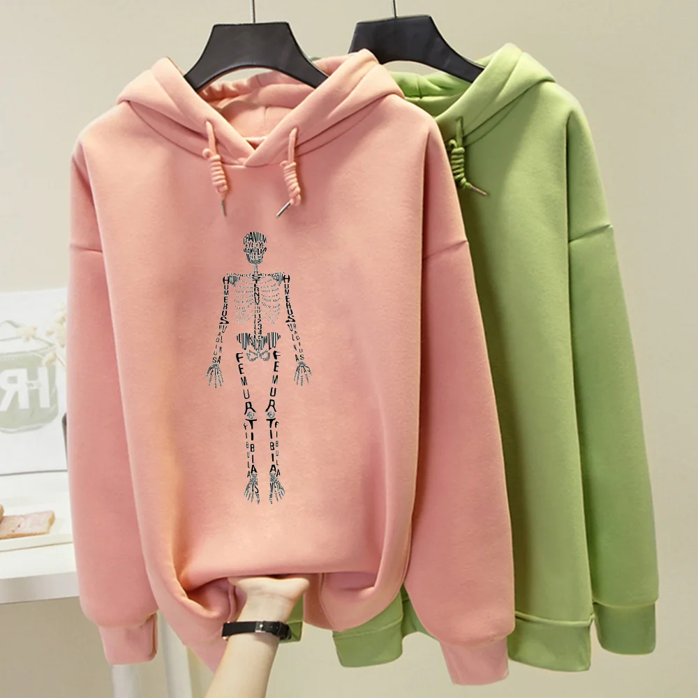 

Gothic Punk Hooded Hoodies Coat Sweatshirts Skeleton Hoodies Unisex Sweetshirts Korean Sweatshirts for Women Plus Size Fleece