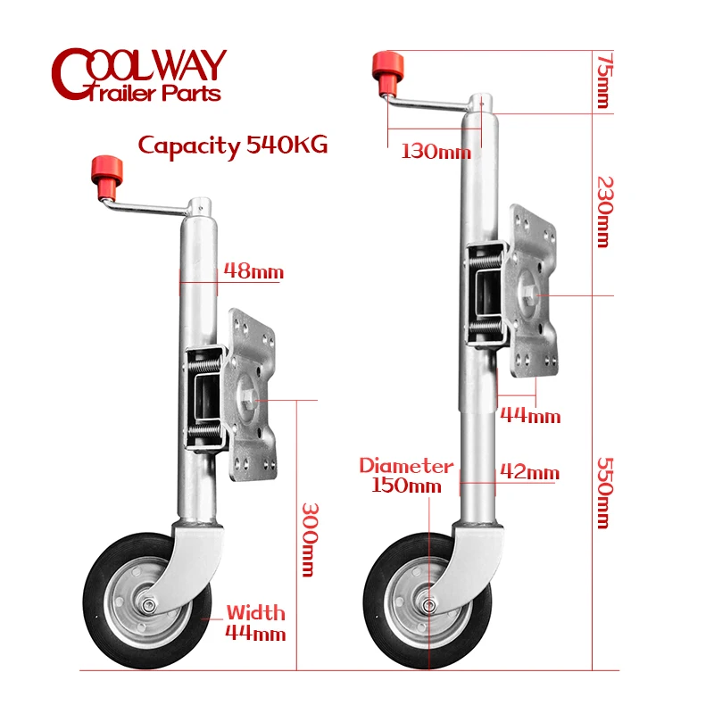 6 Inch Jockey Wheel Swing Up Solid Rubber Wheel Capacity 1000 Lbs Caravan RV Boat Trailer Jack Parts Accessories