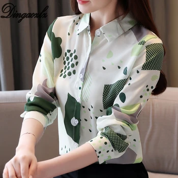 

Dingaozlz elegant long sleeve chiffon blouse korean 2020 new fashion long sleeve chiffon OL shirt casual clothing women tops