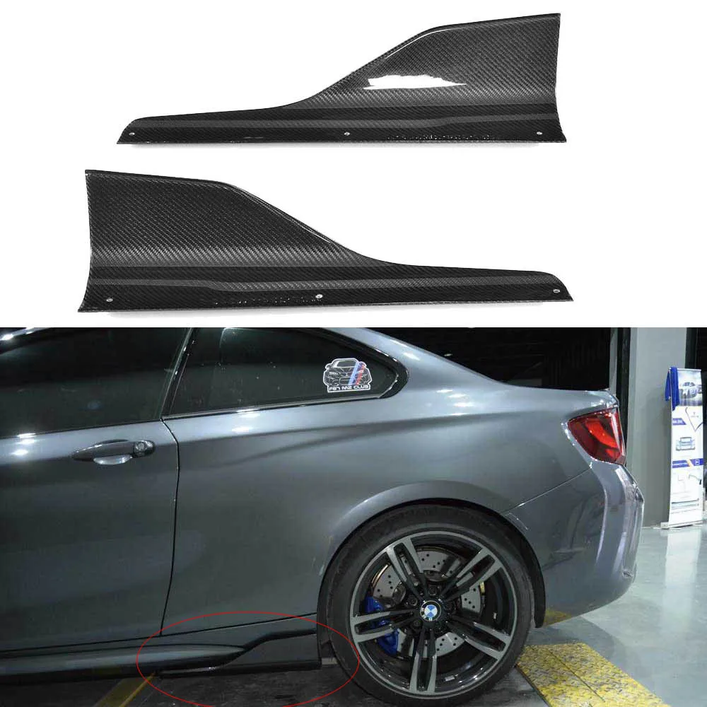 Боковая юбка из углеродного волокна для BMW 2 Serie M2 F87 боковые бампера щитки панели разветвители вентиляционные губы передние бамперные вентиляционные отверстия автозапчасти 16 - Цвет: Черный
